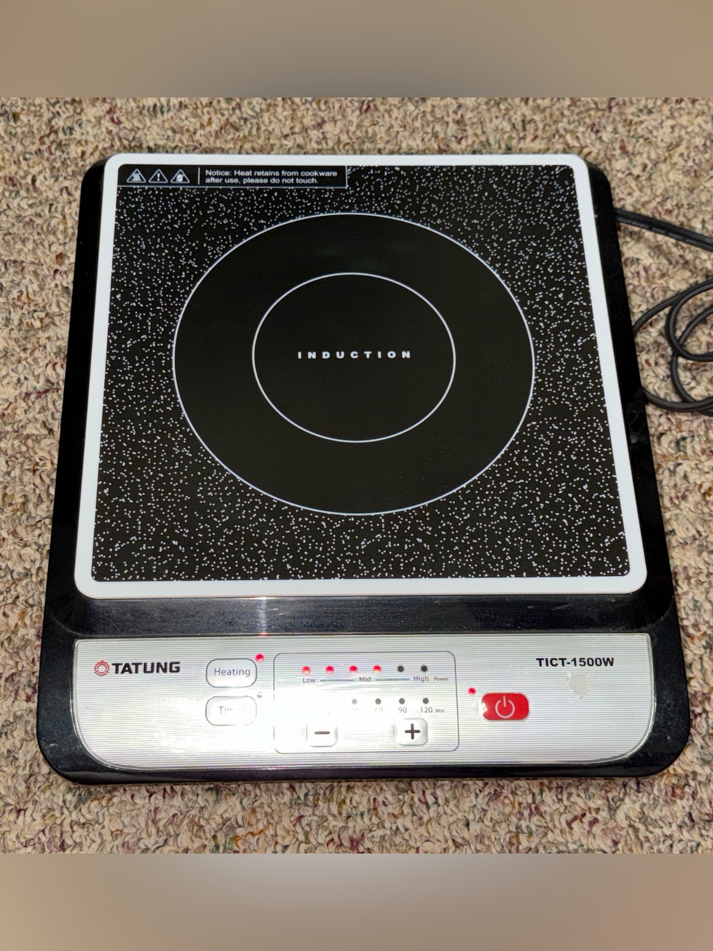 Tatung‎ Portable Induction Cooktop TICT-1500W camping cooking camper